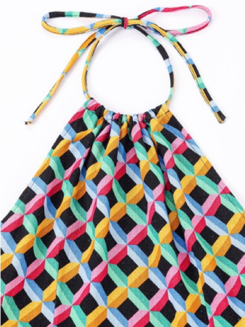 Fashion Brand Company Cinch Tie Halter Dress, Screensaver Print - Picture 3 of 8